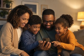 Parents and Kids Viewing Phones